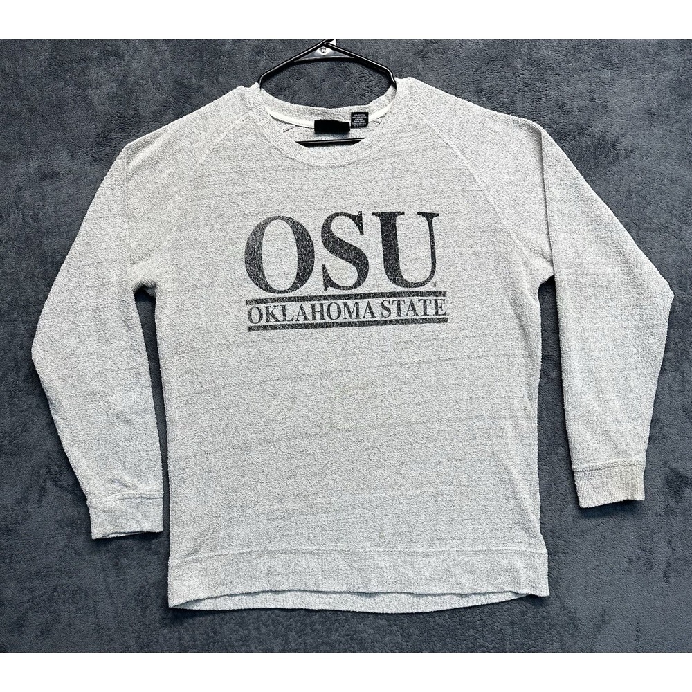 Oklahoma State Cowboys Sweatshirt Men's Medium Gray OSU Textured Crewneck